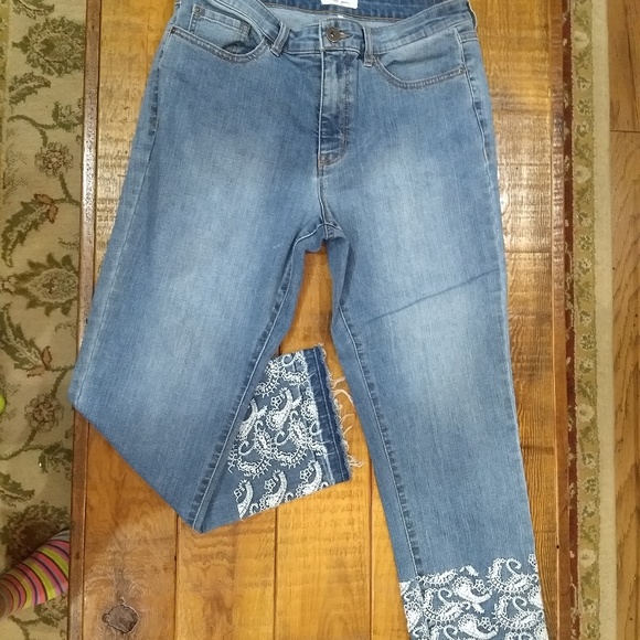 tribal embroidered jeans